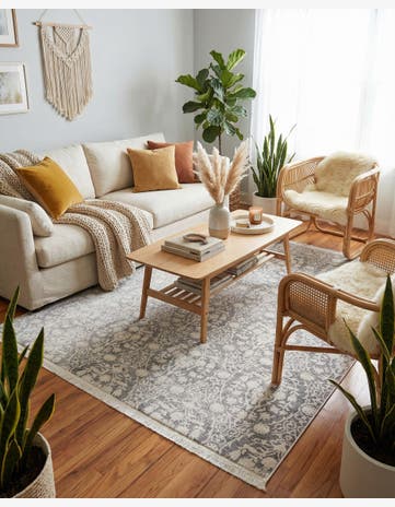 Light Gray Modern Classical Square Rug