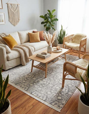 Light Gray Modern Classical Square Rug
