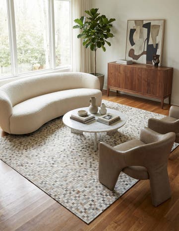 8' x 9' 10 Cowhide Leather Rug