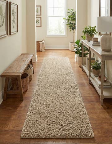 Taupe Everyday Shag Runner Rug