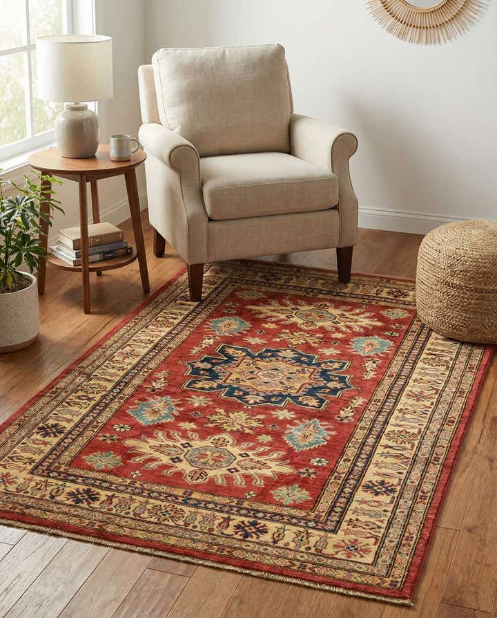 4' x 5' 8 Hand Knotted Kazak Rug