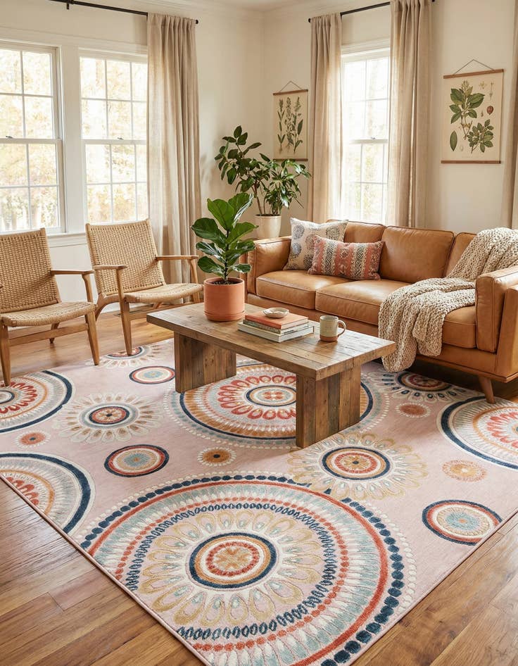 Detail image of 8' 2 x 10'  Washable Botanical Indoor / Outdoor Rug