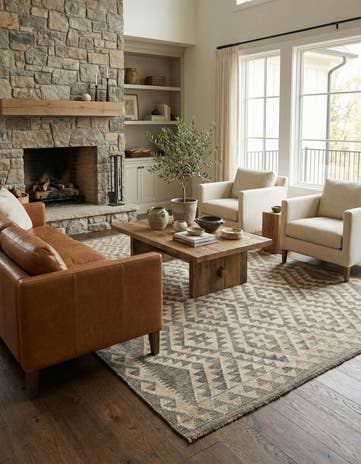 5' 3 x 6' 7 Hand Woven Kilim Maymana Wool Rug