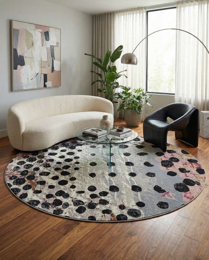 10' x 10' Easy-Clean Modern Indoor / Outdoor Round Rug