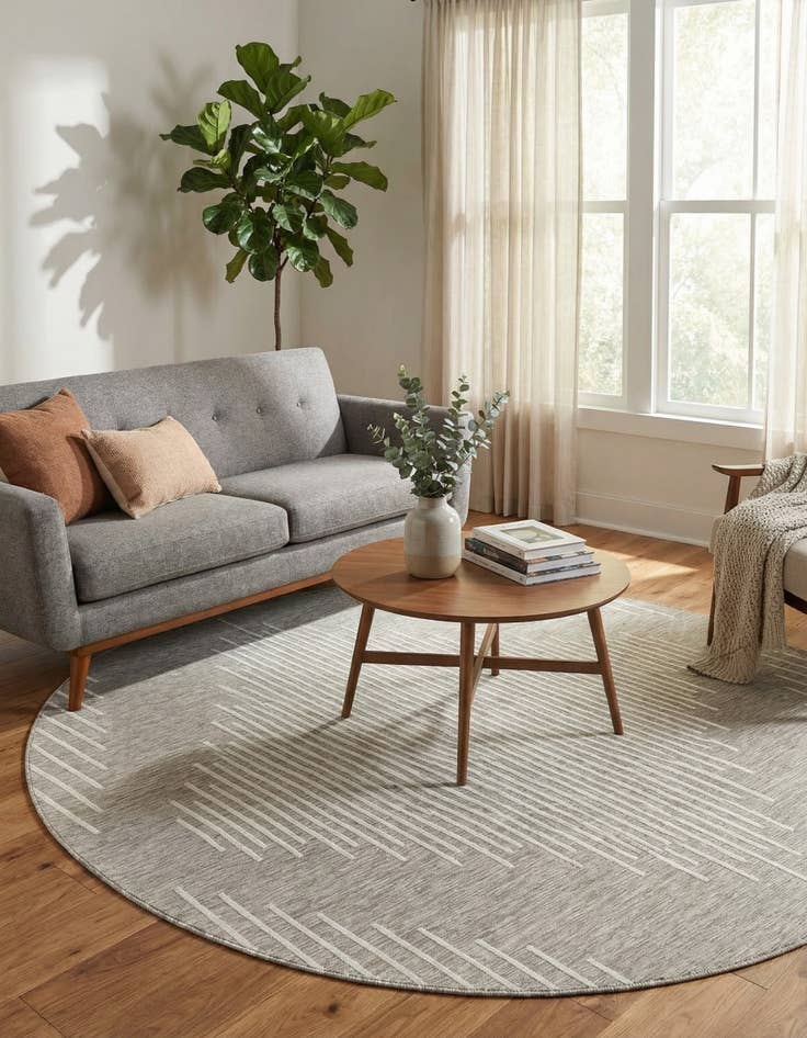 Detail image of 10' x 10'  Washable Modern Indoor / Outdoor Round Rug