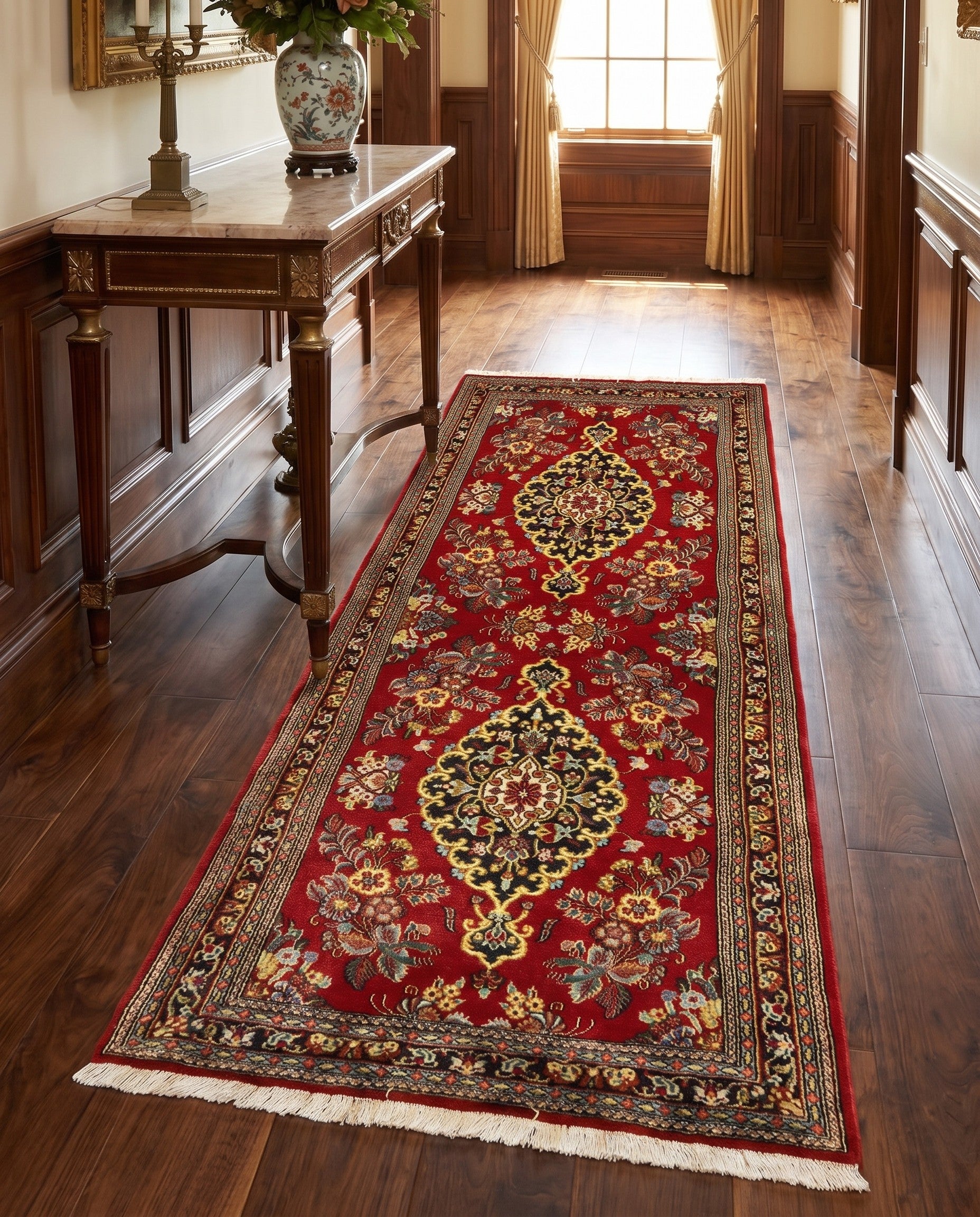 2' 7 x 6' 9 Hand Knotted Qom Persian Runner Rug