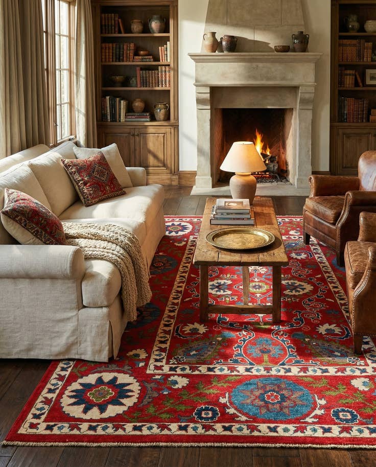 Detail image of 5' 8 x 8' Hand Knotted Kazak Rug