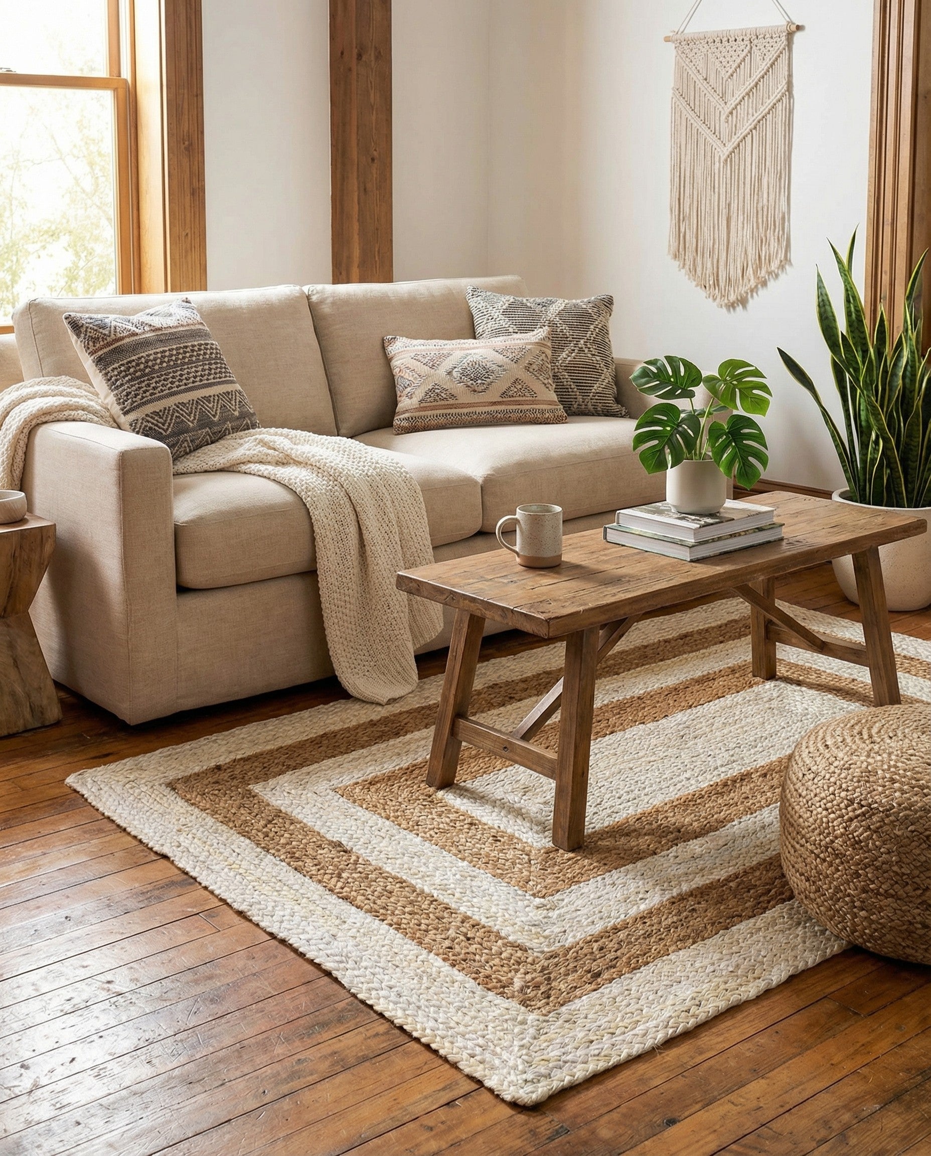  3' 3 x 5' 1  Hand Braided Jute Rug