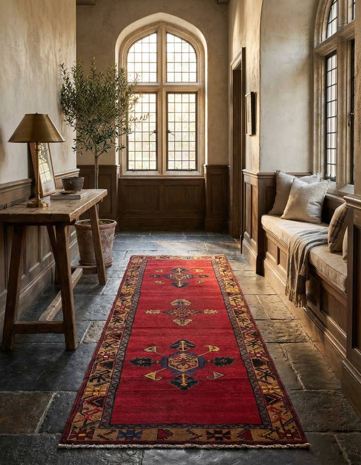 Detail image of 3' 7 x 12' Hand Knotted Anatolian Oriental Wool Runner Rug
