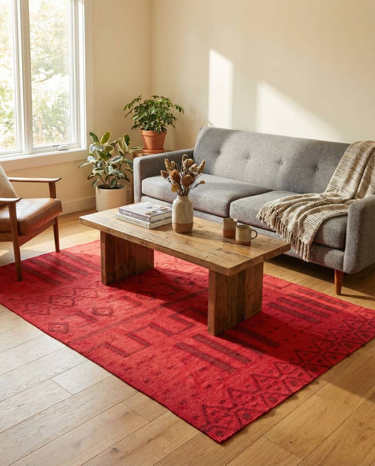 Detail image of 4' 10 x 6' 2 Hand Woven Kilim Modern Wool Rug