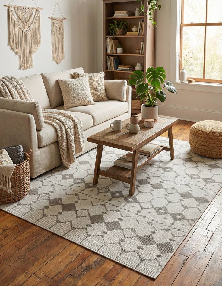 Detail image of 4' x 6'  Washable Trellis Indoor / Outdoor Rug