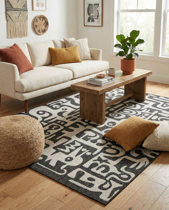 5' 3 x 8' Easy-Clean Modern Indoor / Outdoor Rug