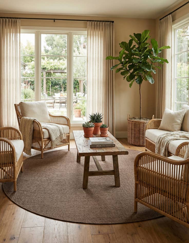Detail image of 13' x 13' Easy-Clean Solid Indoor / Outdoor Round Rug