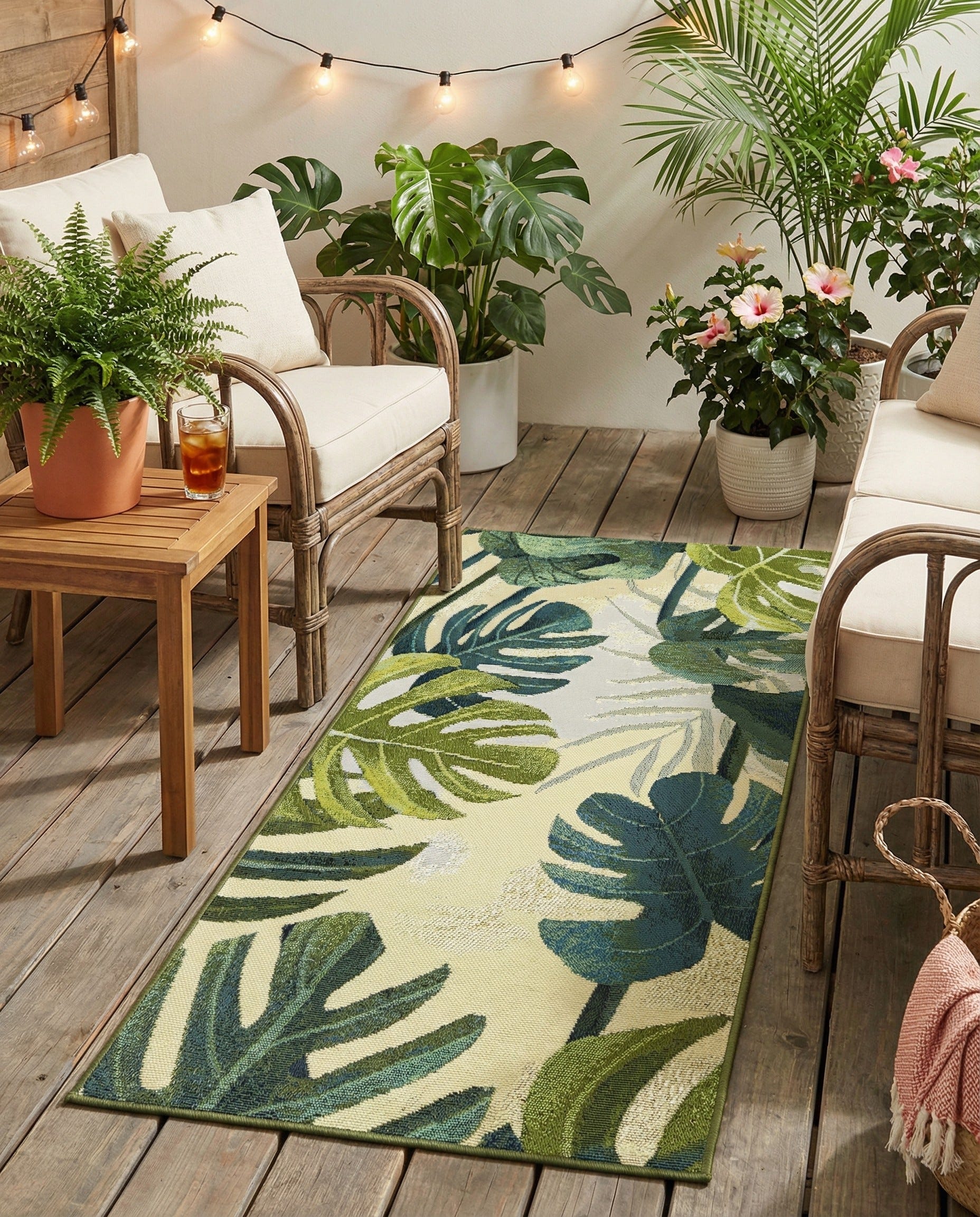 Outdoor Rug Looks Green 2' x 4' Washable Botanical Indoor / Outdoor Runner Rug | Rugs.com