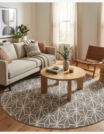 Jill Zarin Gray Uptown Fifth Avenue Round Rug
