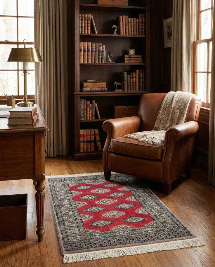 Detail image of 2' 6 x 3' 10 Hand Knotted Bokhara Oriental Wool Rug