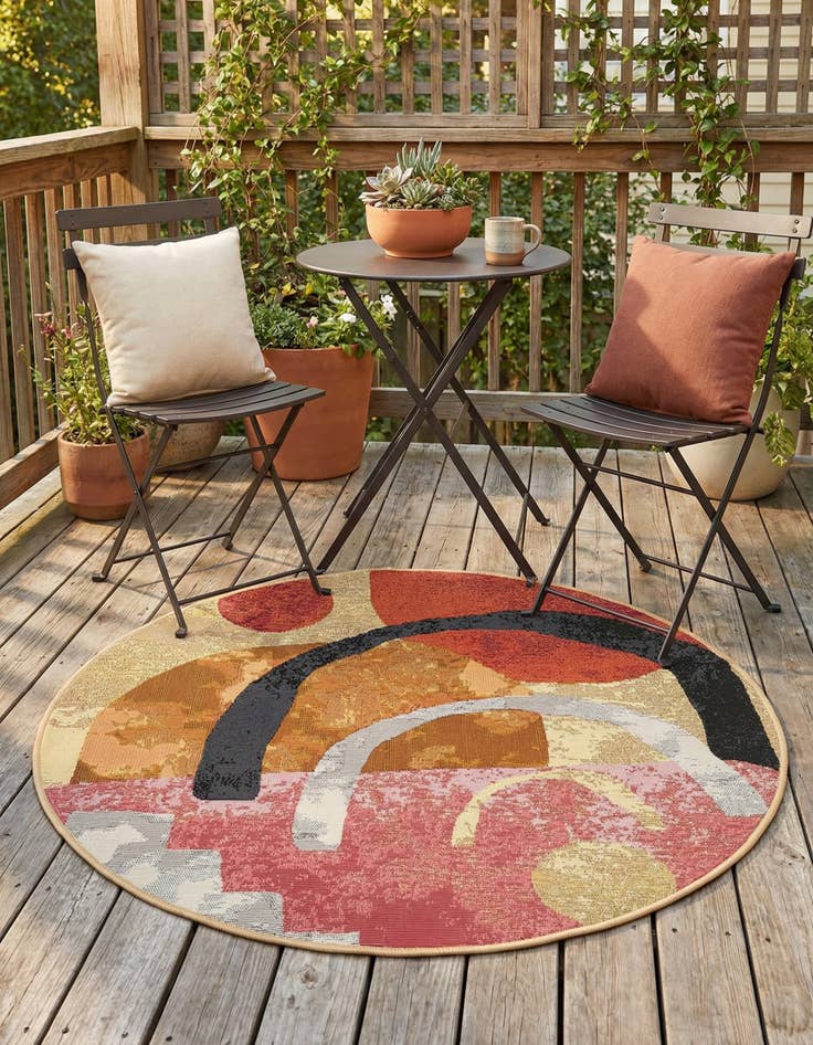 Detail image of 3' x 3'  Washable Modern Indoor / Outdoor Round Rug