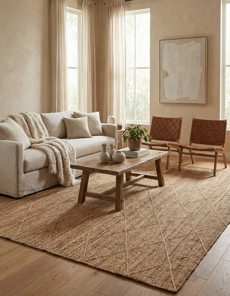 Detail image of  9' x 12' 2  Hand Braided Jute Rug