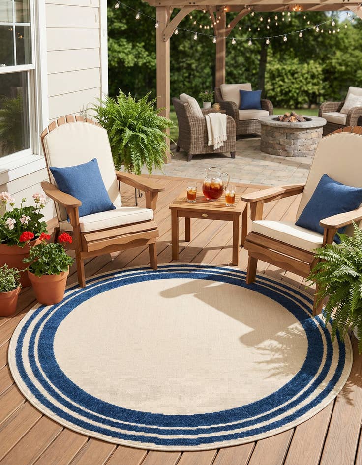 Detail image of 5' 3 x 5' 3  Washable Aruba Indoor / Outdoor Round Rug