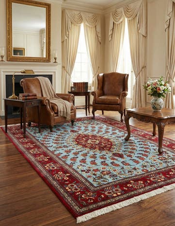 4' 8 x 6' 8 Hand Knotted Qom Persian Rug