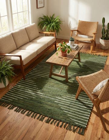 4' 1 x 6' 1 Hand Woven Chindi Cotton Rug