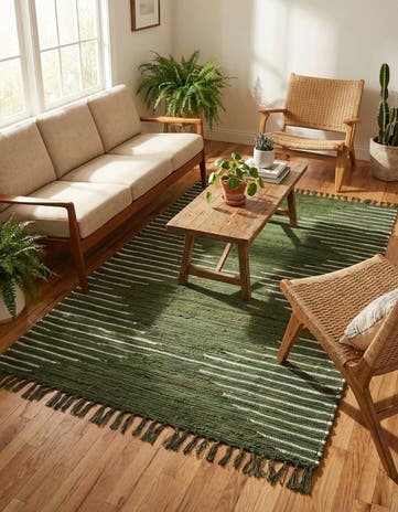 4' 1 x 6' 1 Hand Woven Chindi Cotton Rug