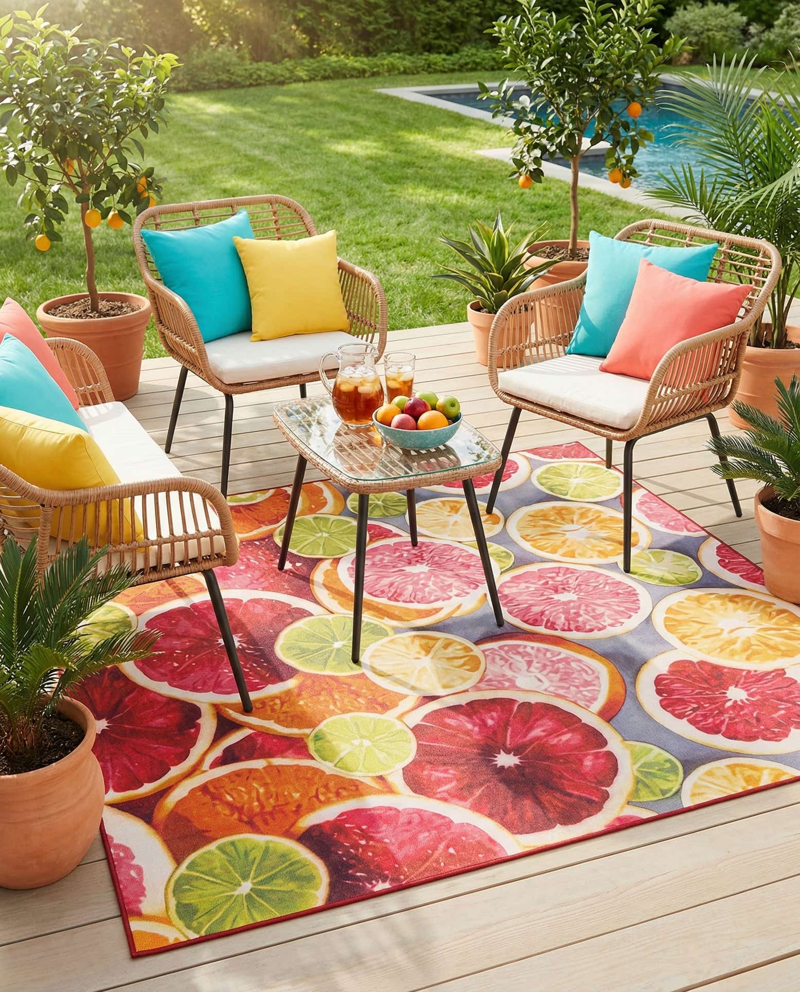 7' 10 x 7' 10 Easy-Clean Jill Zarin Caribbean Indoor / Outdoor Square Rug