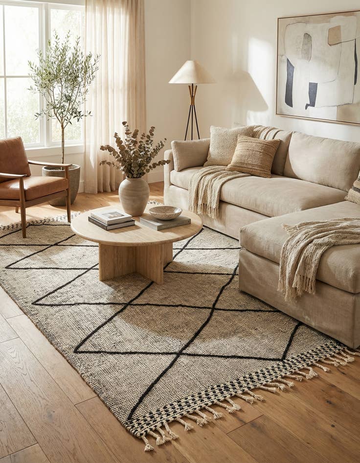 Detail image of 6' 5 x 9' 7  Hand Knotted Moroccan Wool Rug