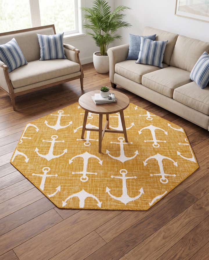 5' 3 x 5' 3 Easy-Clean Coastal Indoor / Outdoor Octagon Rug