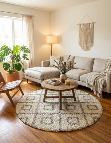 6' x 6' Lattice Shag Round Rug