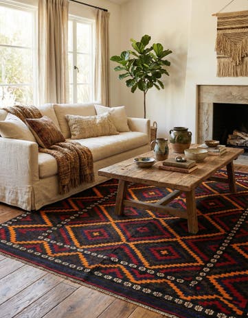 8' 3 x 10' 9 Hand Woven Kilim Afghan Wool Rug