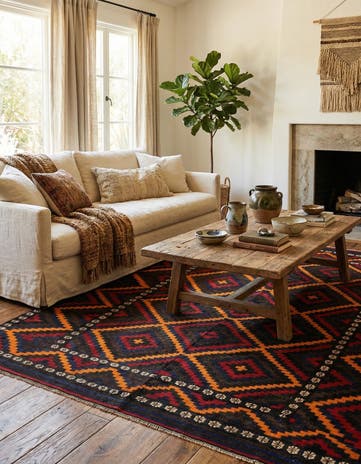 8' 3 x 10' 9 Hand Woven Kilim Afghan Wool Rug