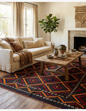 8' 3 x 10' 9 Hand Woven Kilim Afghan Wool Rug