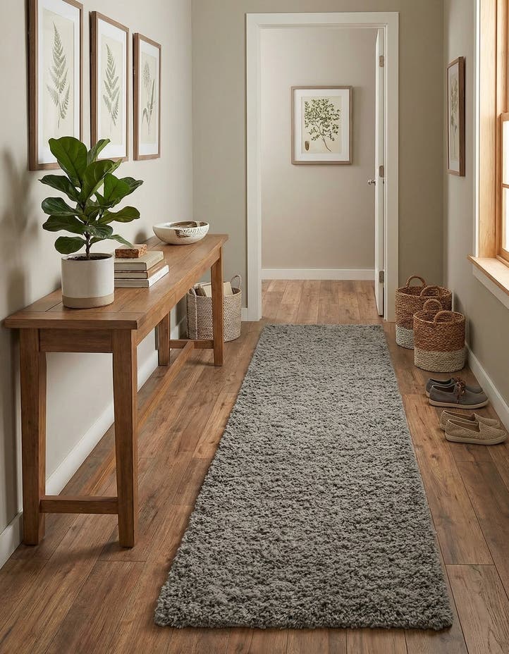 2' 7 x 13' Solid Shag Runner Rug