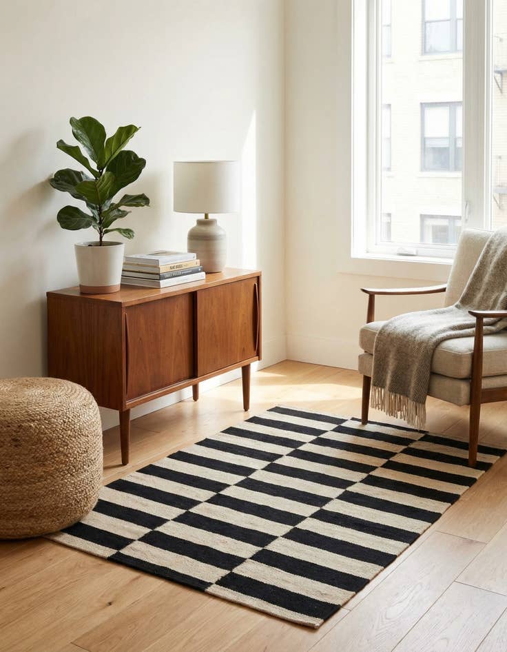 Detail image of 2' 8 x 3' 9  Hand Woven Kilim Modern Wool Rug