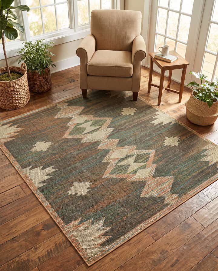 7' 10 x 7' 10 Easy-Clean Baja Indoor / Outdoor Square Rug