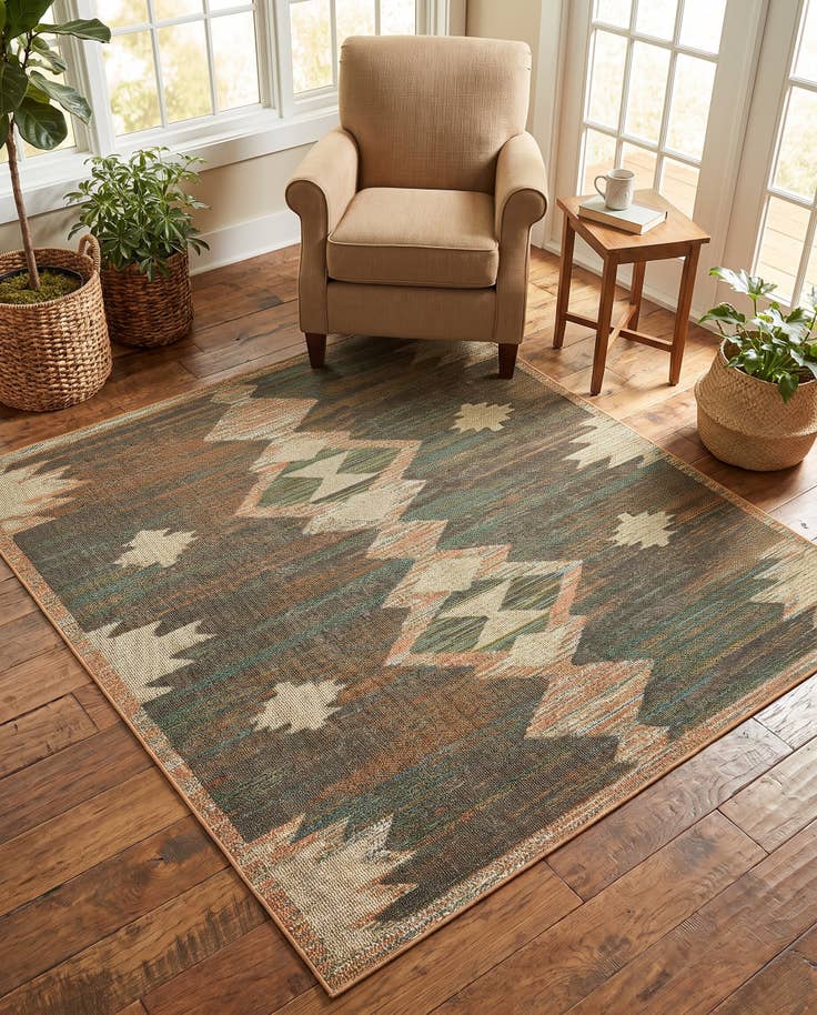 Detail image of 7' 10 x 7' 10 Easy-Clean Baja Indoor / Outdoor Square Rug