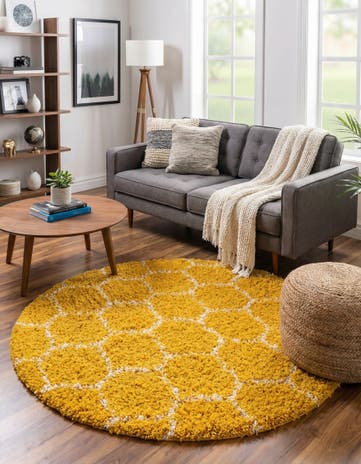 5' 3 x 5' 3 Lattice Shag Round Rug