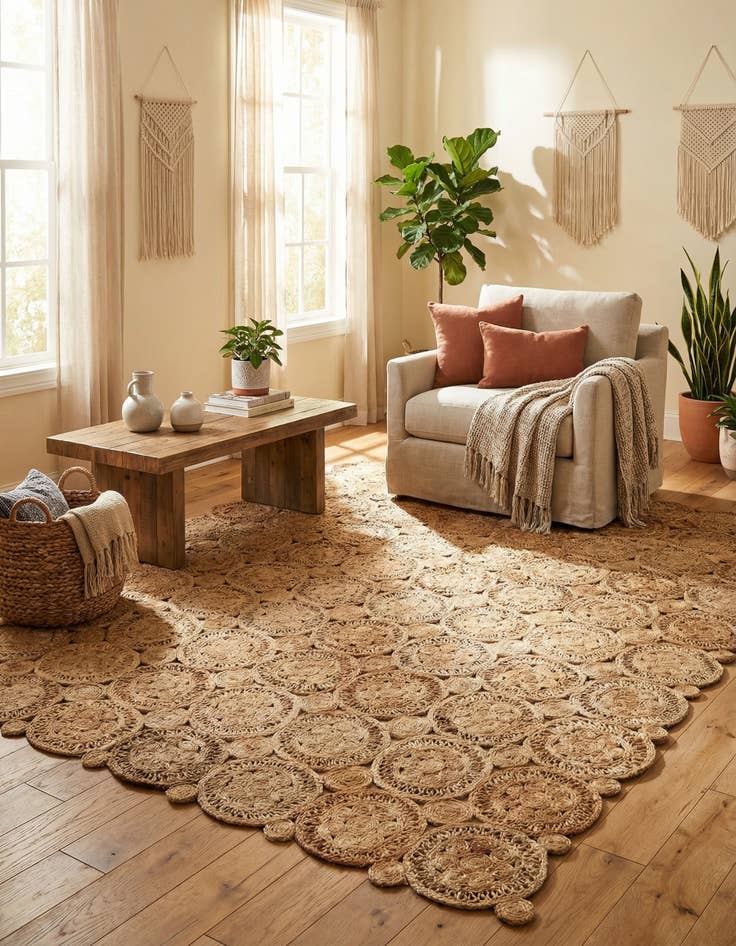 Detail image of 7' 10 x 10'  Hand Braided Jute Rug