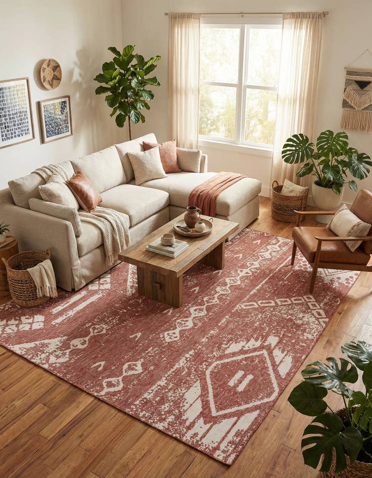 Detail image of 9' x 12' Easy-Clean Bohemian Indoor / Outdoor Rug