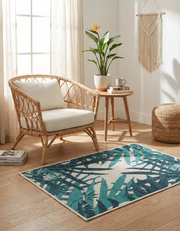 Detail image of 2' x 3'  Washable Botanical Indoor / Outdoor Rug