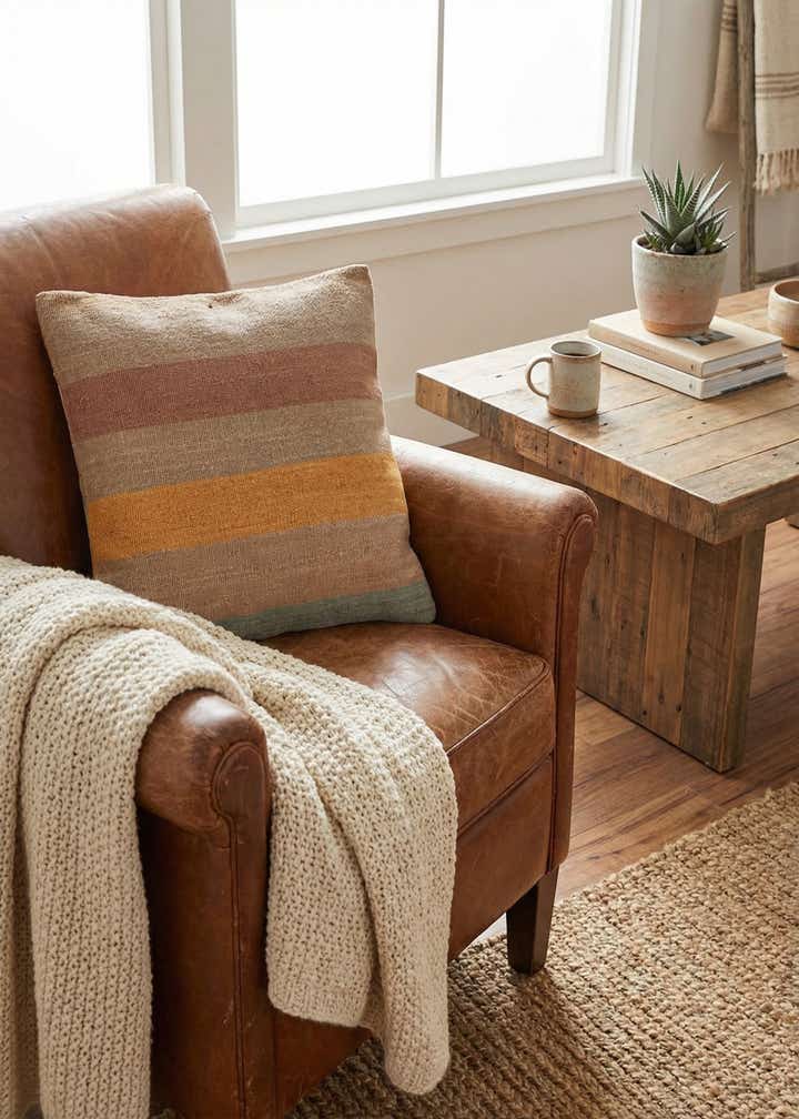 1' 5 x 1' 6 Hand Woven Pillow Wool Square Rug
