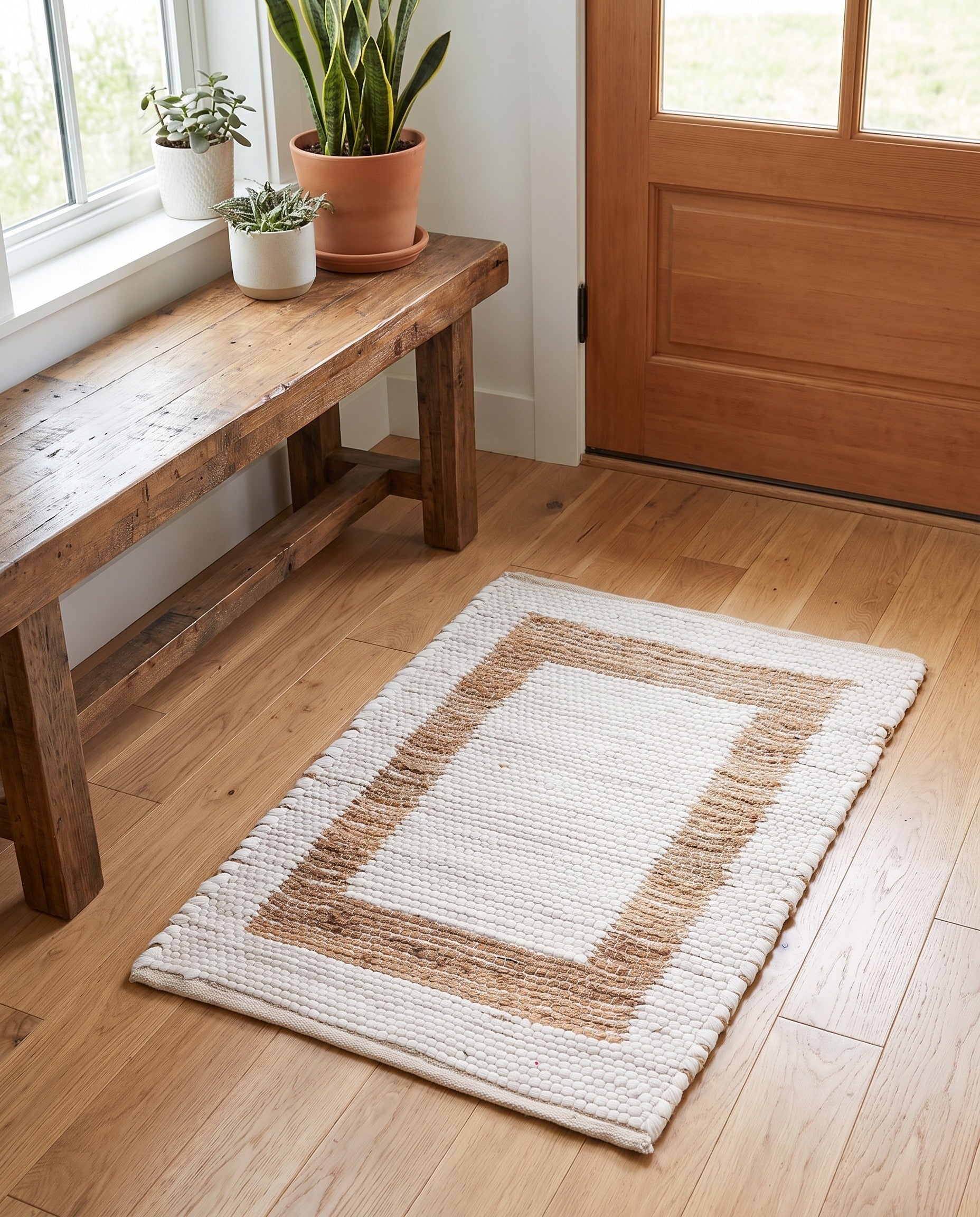 2' x 3' 1 Hand Woven Chindi Jute Rug