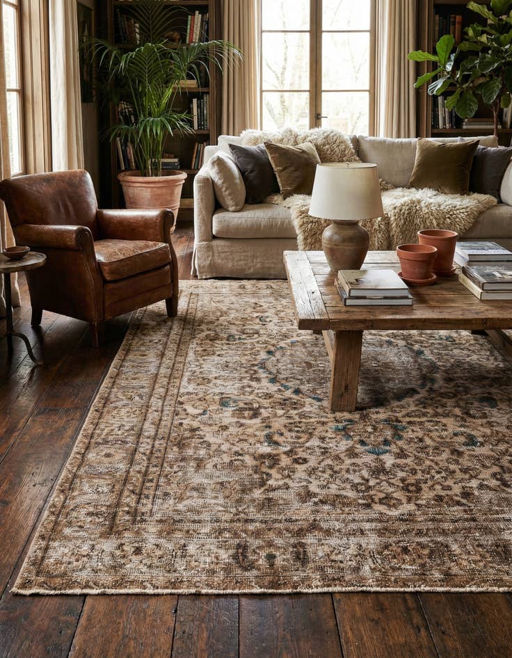 Detail image of 6' x 8' 10  Hand Knotted Ultra Vintage Persian Wool Rug