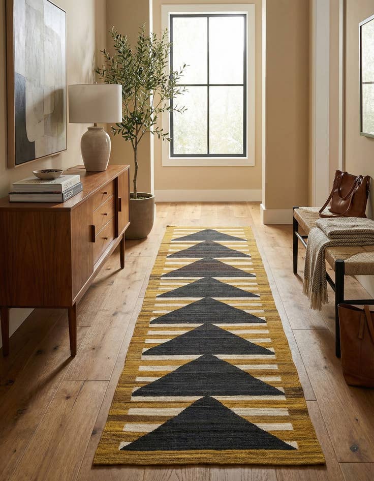 Detail image of 2' 10 x 10'  Hand Woven Kilim Modern Wool Runner Rug