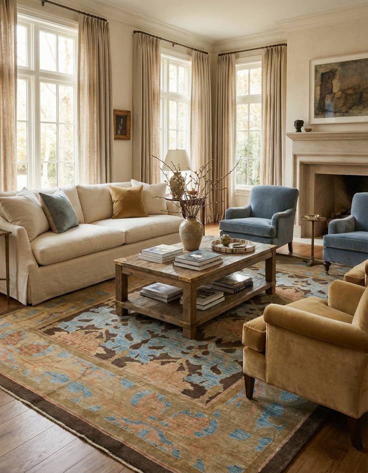 Detail image of  10' 3 x 15'  Hand Knotted Oushak Wool Rug