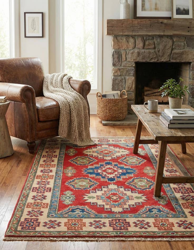 Detail image of 3' 3 x 4' 10 Hand Knotted Kazak Rug