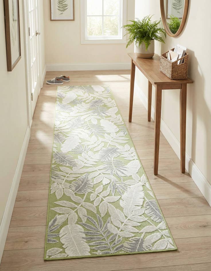 Detail image of 2' 7 x 12'  Washable Botanical Indoor / Outdoor Runner Rug