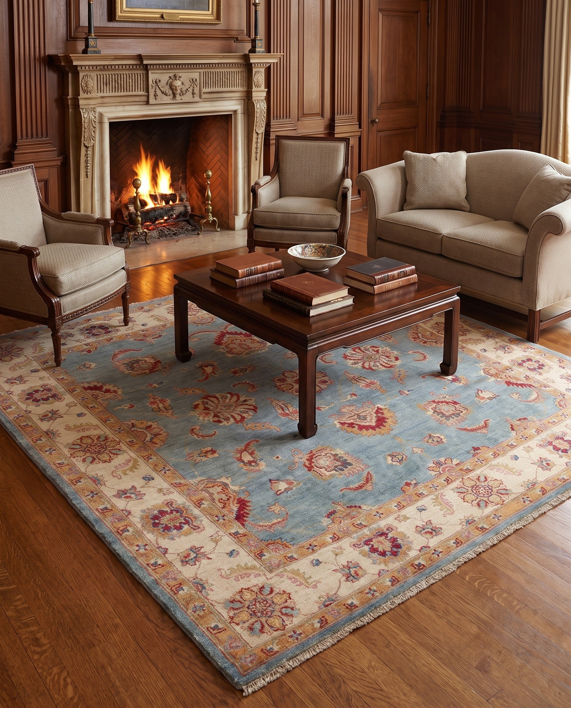 6' x 6' 1 Hand Knotted Ziegler Square Rug