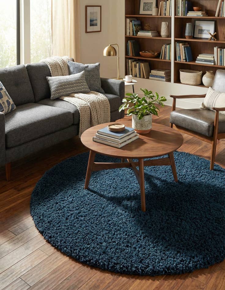 Detail image of  6' x 6' Solid Shag Round Rug